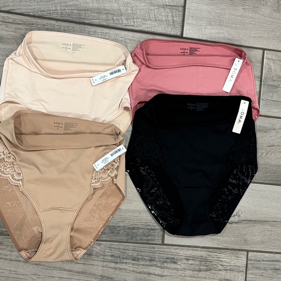 SOMA| VANISHING TUMMY|High-Waist Brief Panty with Lace-Medium-4 pairs(LOT) - Picture 2 of 10